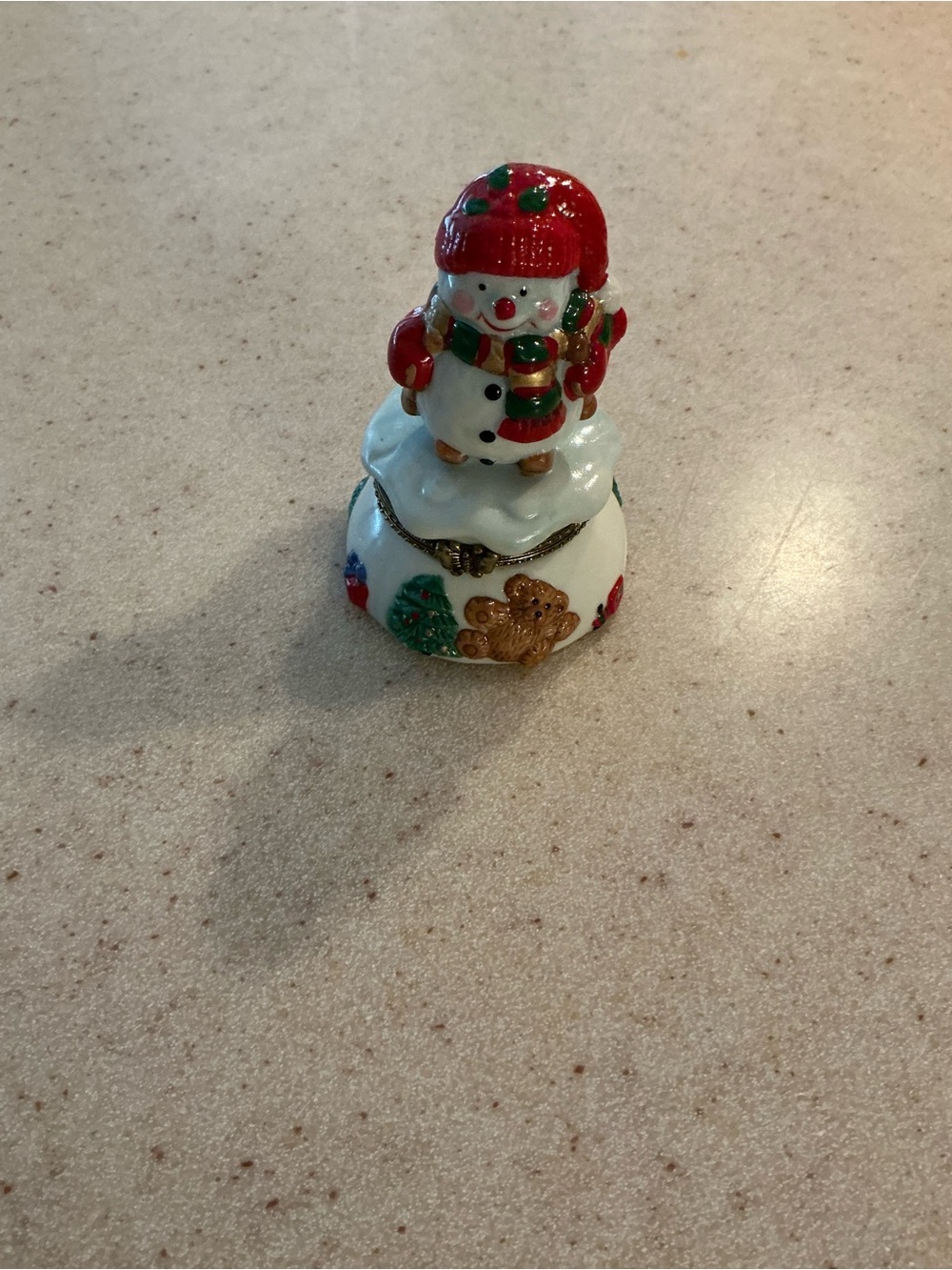 Holiday Snowman Trinket Box - Red and White